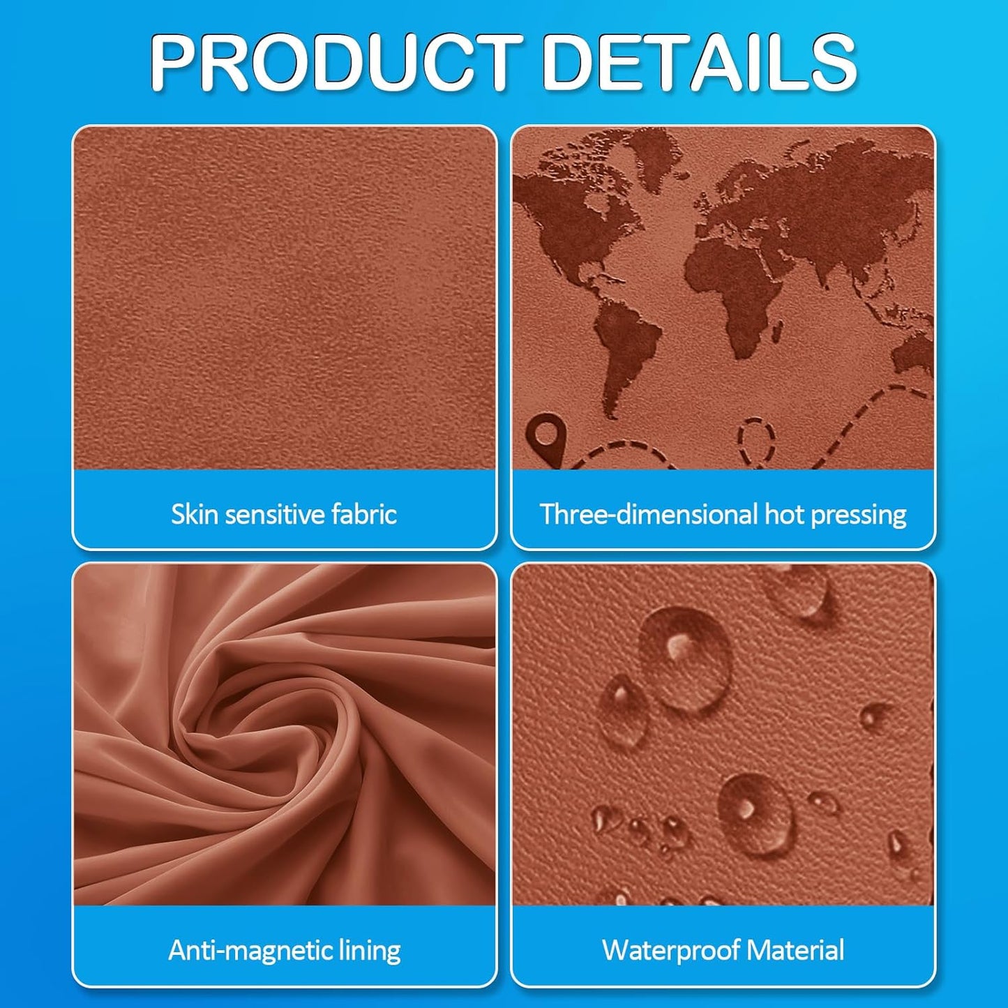 Passport Holders, RFID Blocking Credit Card Holder, PU Leather Passport Holders for Travel with Magnetic Buckle, Travel Must Haves Cruise Ship Essentials for Men, Women (Brown)