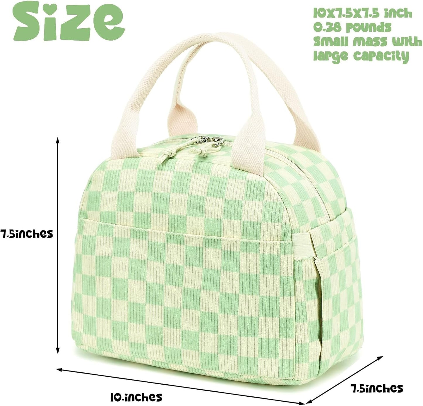Bluboon Lunch Box for Women men Insulated Cute Corduroy Lunch bag, Reusable Cooler Bag for Work, Picnic, Travel