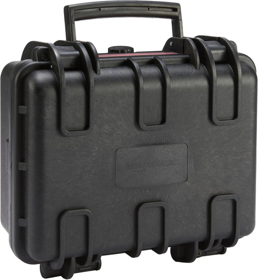 Amazon Basics Hard Camera Case, Small, Black, Solid, 12"L x 11"W x 6"H