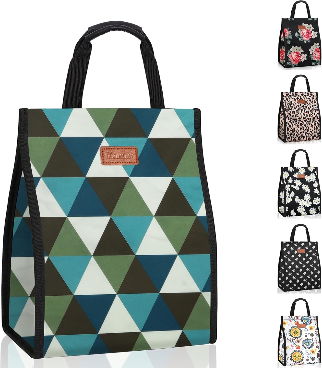 Lunch Bags for Women Insulated Reusable Lunch Tote with Internal Pocket, Lunch Tote bag for Work（Triangle）