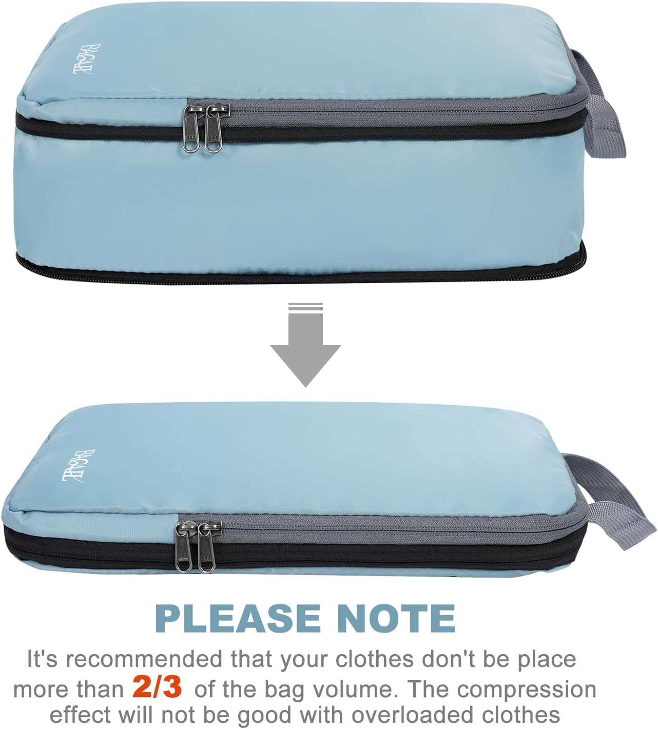 BAGAIL 4 Set/6 Set/8 Set Compression Packing Cubes Travel Accessories Expandable Packing Organizers (Cloth Pattern, 4-Dusty Blue)