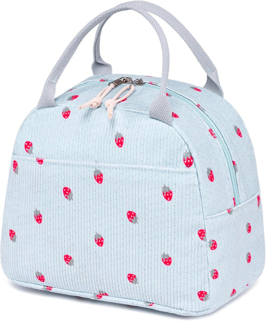 Bluboon Lunch Bag for Women Men Cute Corduroy Lunch Tote Bags Reusable Insulated Lunch Box Large Capacity Reusable Insulated Cooler for Work Picnic or Travel