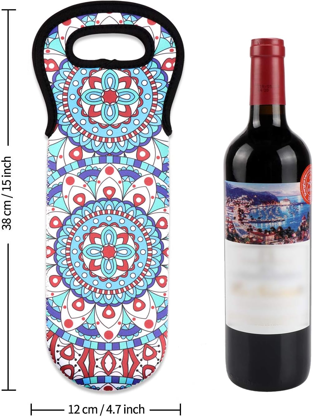 Neoprene Wine Tote Insulated Bag Single Bottle Wine Carrier Built Wine Bottle Holder for Travel