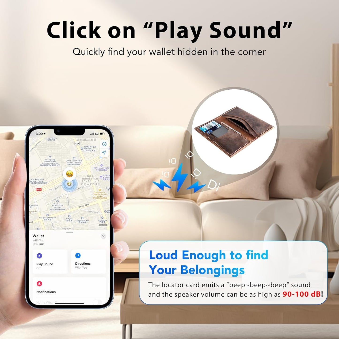 CASCHO Smartcard - Wallet Tracker Card, Compatible with Apple Find My App, Waterproof and Splash-Proof, Keys Finder and Item Locator for Passport, Bags, Laptop, Black 2 Pack