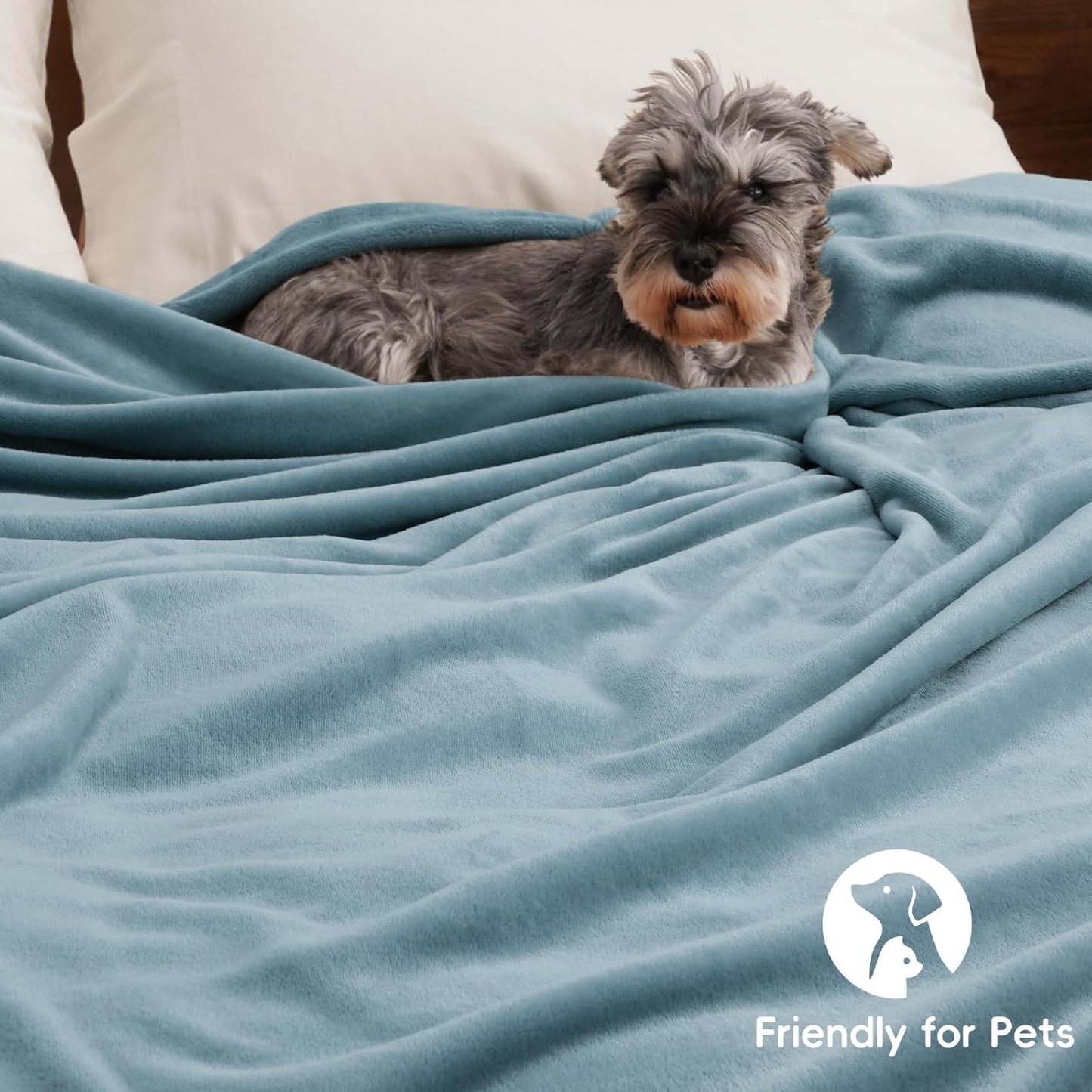 PHF Ultra Soft Fleece Blanket Queen Size, No Shed No Pilling Luxury Plush Cozy 300GSM Lightweight Blanket for Bed, Couch, Chair, Sofa Suitable for All Season, 90" x 90", Dusty Blue