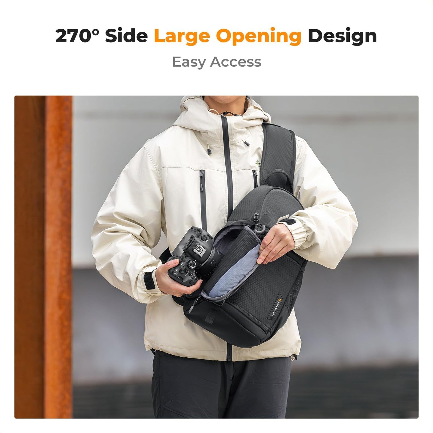 K&F CONCEPT Camera Sling Bag Crossbody Bag Camera Shoulder Backpack DSLR/SLR/Mirrorless Photography Bags Compatible with Canon/Nikon/Sony/Fuji/Gopro/DJI