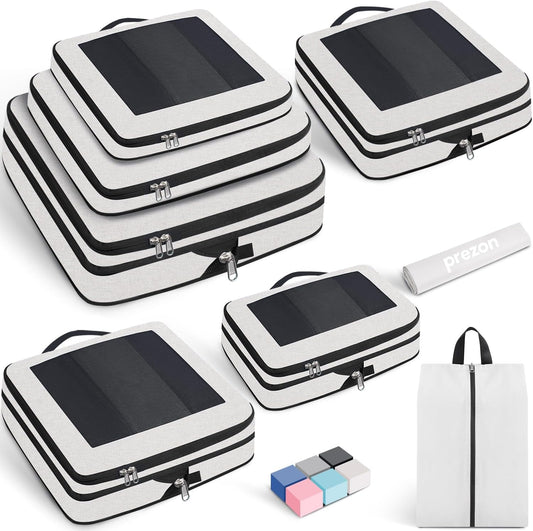 8 Set/6 Set/4 Set Compression Packing Cubes for Travel, Lightweight Vacation Travel Essentials, Travel Accessories for Suitcase Organizer Bags Set, Durable Luggage Organizer