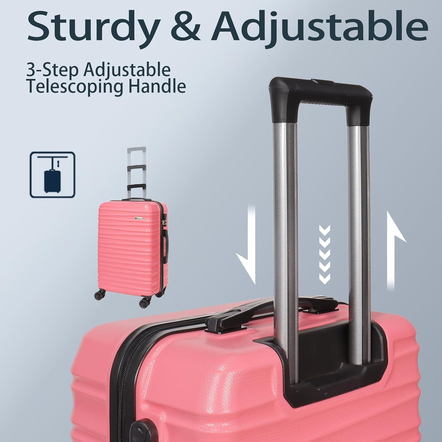 Luggage Set 3 Pieces (20/24/28) -Suitcase Set - Carry on Luggage with Wheels - Check-in Luggage - PC + ABS Durable Suitcase Rotating Silent Wheels Hardside Luggage with Spinner Wheels,5pcs (Pink)
