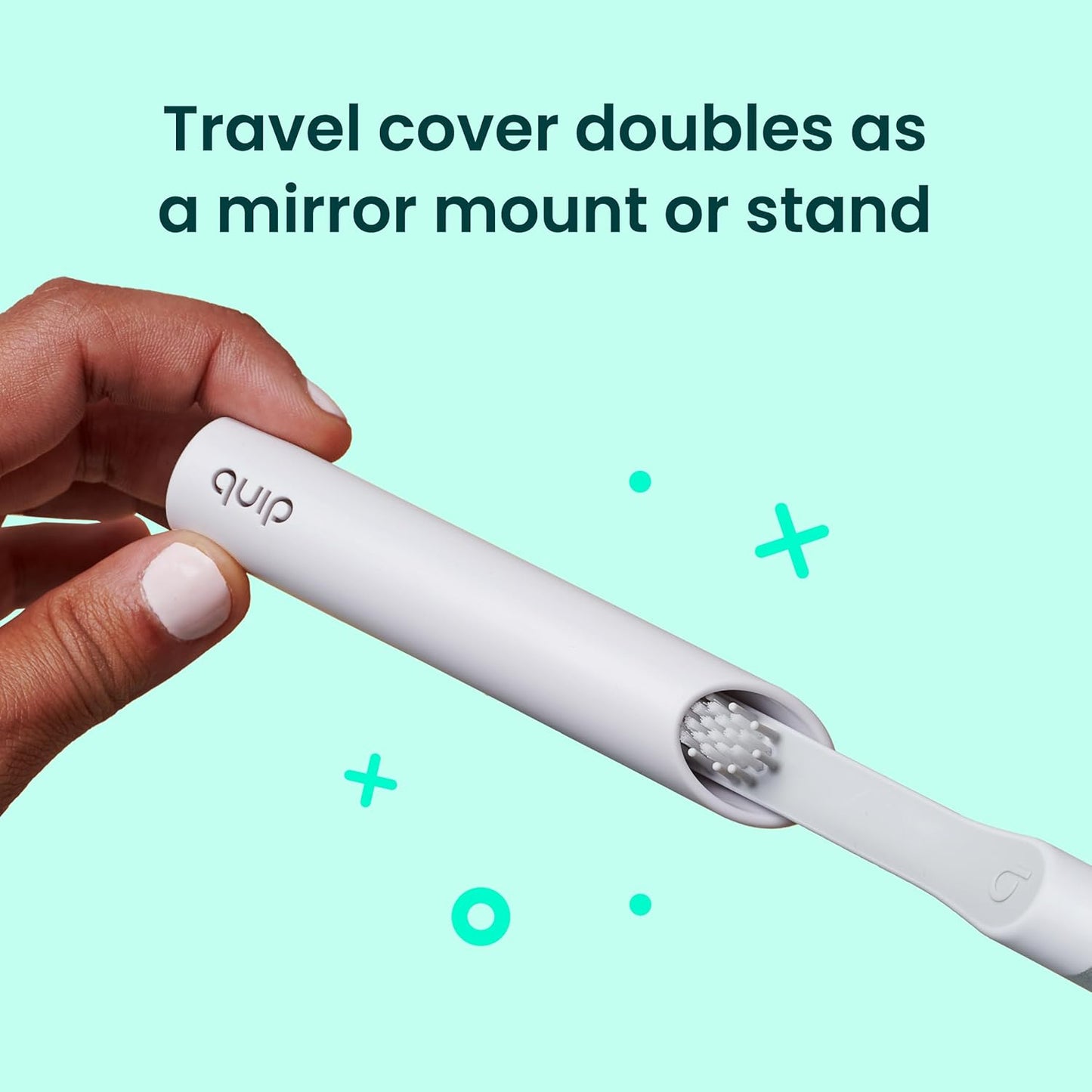 Quip Metal Sonic Toothbrush, Electric Toothbrush for Adults –Time Travel & Soft Bristles with Travel Case & Replaceable Brush Head -3-Month Battery Life - Dusk Plum