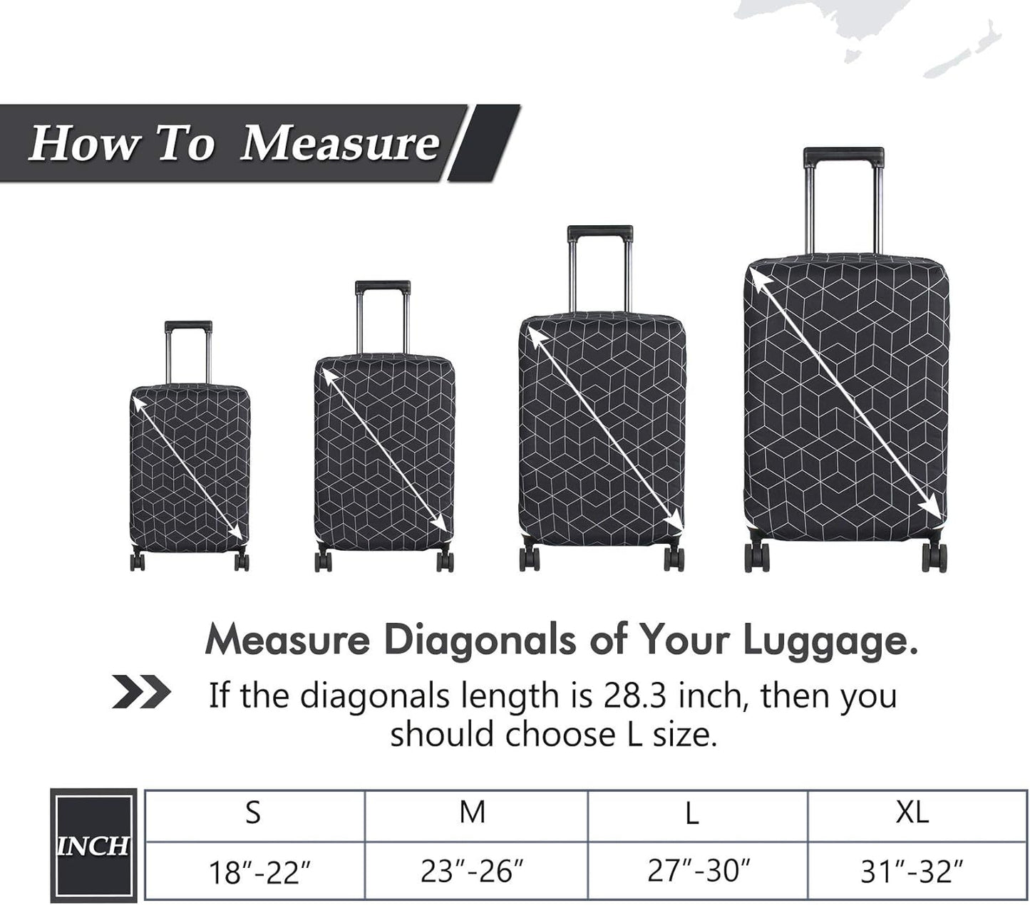 HYPER VENTURE Washable Luggage Cover - Fashion Suitcase Protector Fits 18-22 Inch Luggage (Black Maze, S)