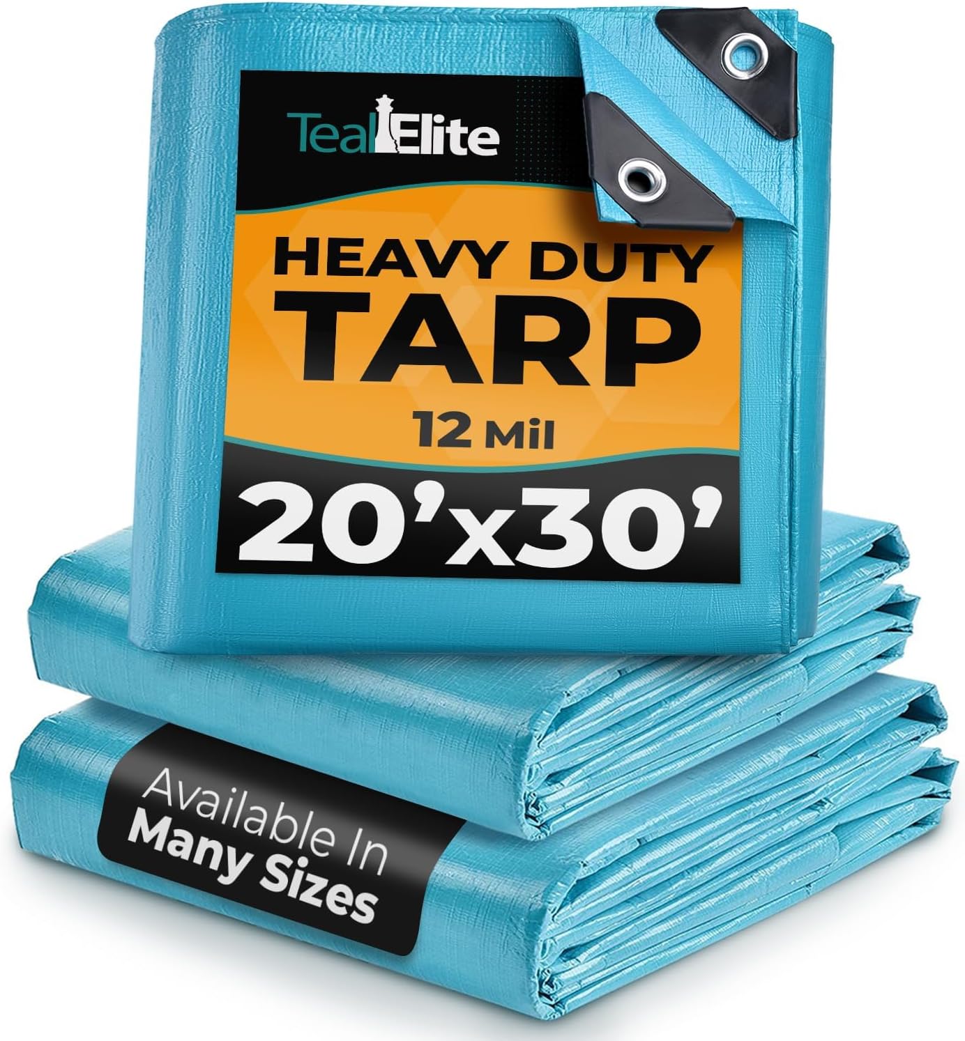 Tarps Heavy Duty Waterproof 20x30-12 mil Thick Camping Tent - Blue Tarp 20x30 UV Resistant, Rip & Tear Proof with Metal Grommets – Multipurpose Use for Camping, Tent, Boat, RV, Car, & Pool Cover