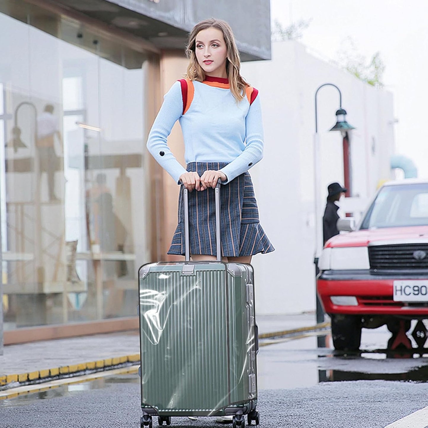 Clear PVC Luggage Cover, Waterproof Dustproof Anti-Scratch Suitcase Protector, Fits Wheeled Suitcases 18" 22" 24" 26" 28" 30" - Thicken Baggage Cover Case（18"）