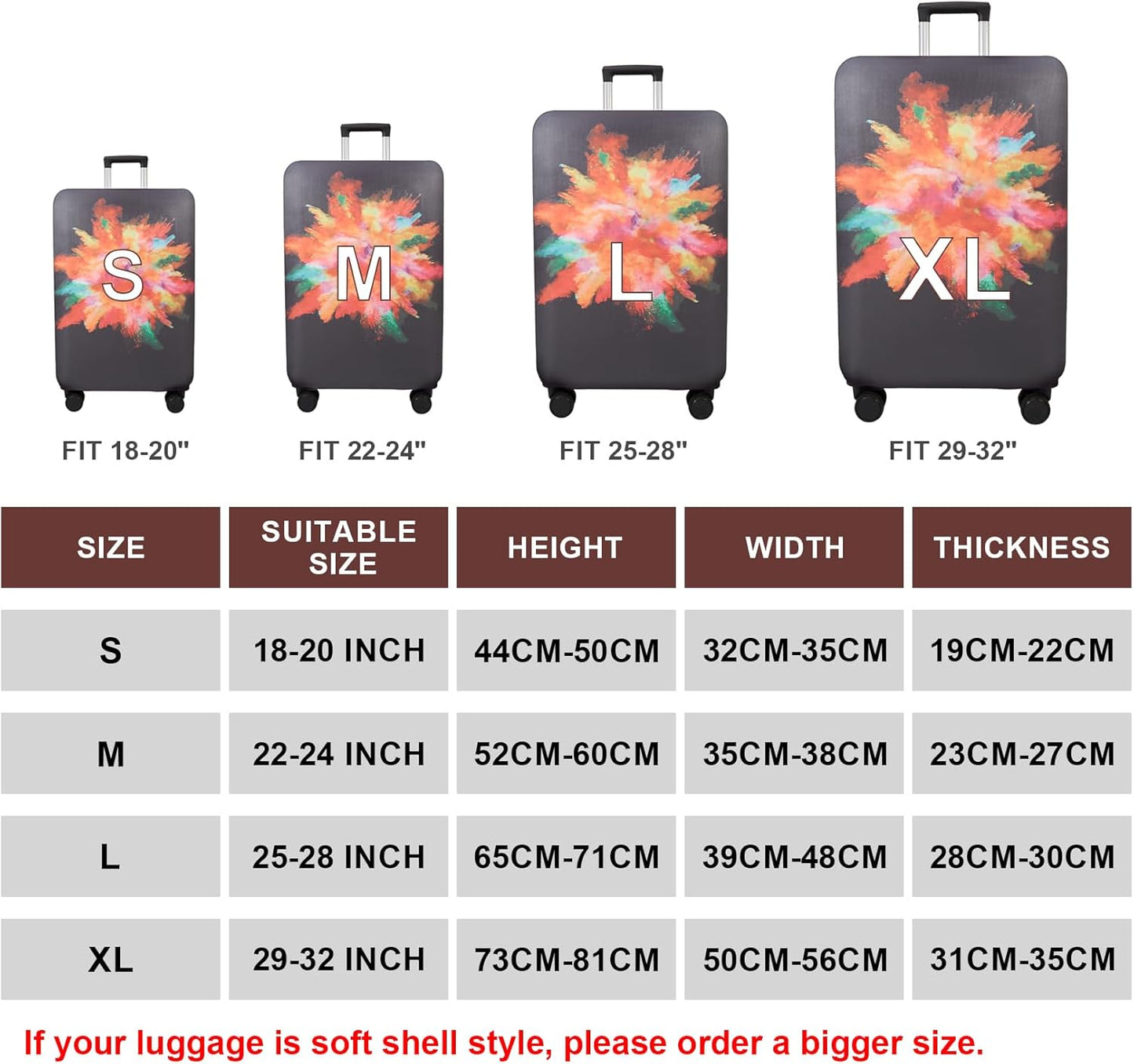 WUJIAONIAO Travel Luggage Cover Baggage Suitcase Cover Protector Skins 18-32 Inch (Graffiti, XL (for 29-32 inch luggage))