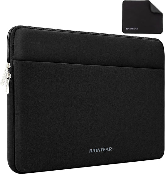 RAINYEAR Laptop Sleeve Case 13.3 Inch, Protective Portable Case with Front Pocket, Briefcase Handbag Laptop Bag Compatible with MacBook Air/Pro 13-13.3 inch, MacBook Pro 14 inch, Black