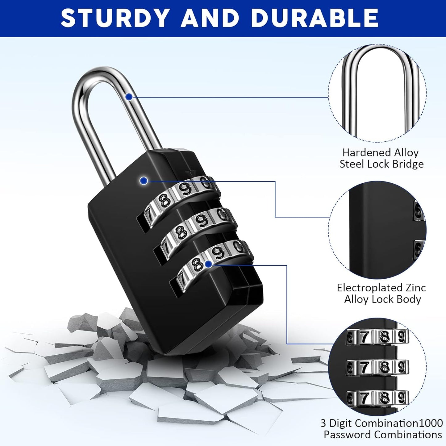 Chumia 32 Pack 3 Digit Combination Lock Small Combo Locks Waterproof Luggage Number Padlock for Backpack Suitcases Traveling Toolbox School Gym Employee Locker