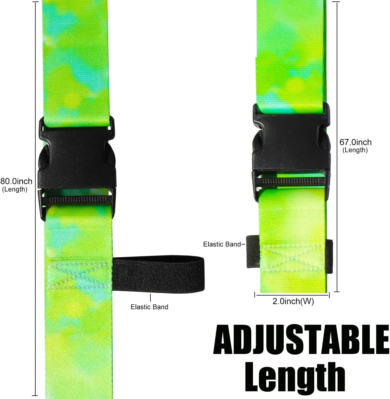 Luggage Straps for Suitcases TSA Approved-2 Pack Bright Personalized Luggage Belt Strap for Suitcase/Carry On Bag Luggage Accessories for Travel (Watercolor-Green)
