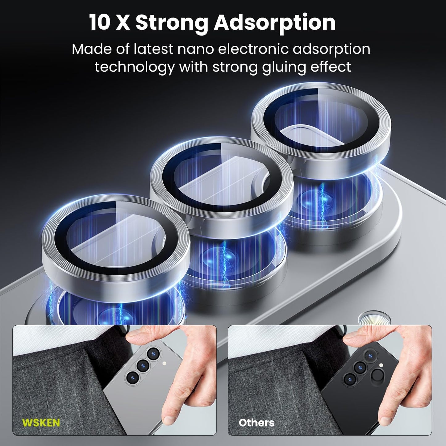 WSKEN for Z Fold 7 Camera Lens Protector Case Cover - Ultra HD Anti-Reflective Tempered Metal Glass Anti Scratch Rear Camera Screen Protector Film for Samsung Galaxy Z Fold 7 5G Accessories,Silver