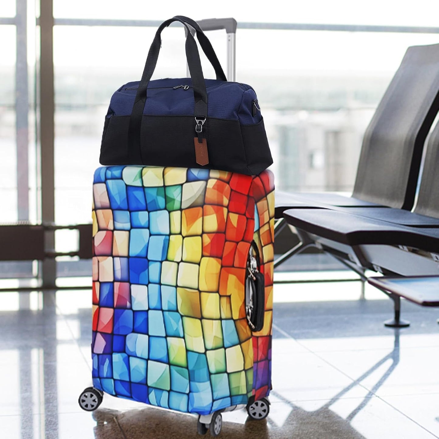 MosaiRudo Travel Luggage Covers For Suitcase Tsa Approved,Suitcase Cover Protector Fit 18-32 Inch Luggage Travel Accessories (T2483, XL)