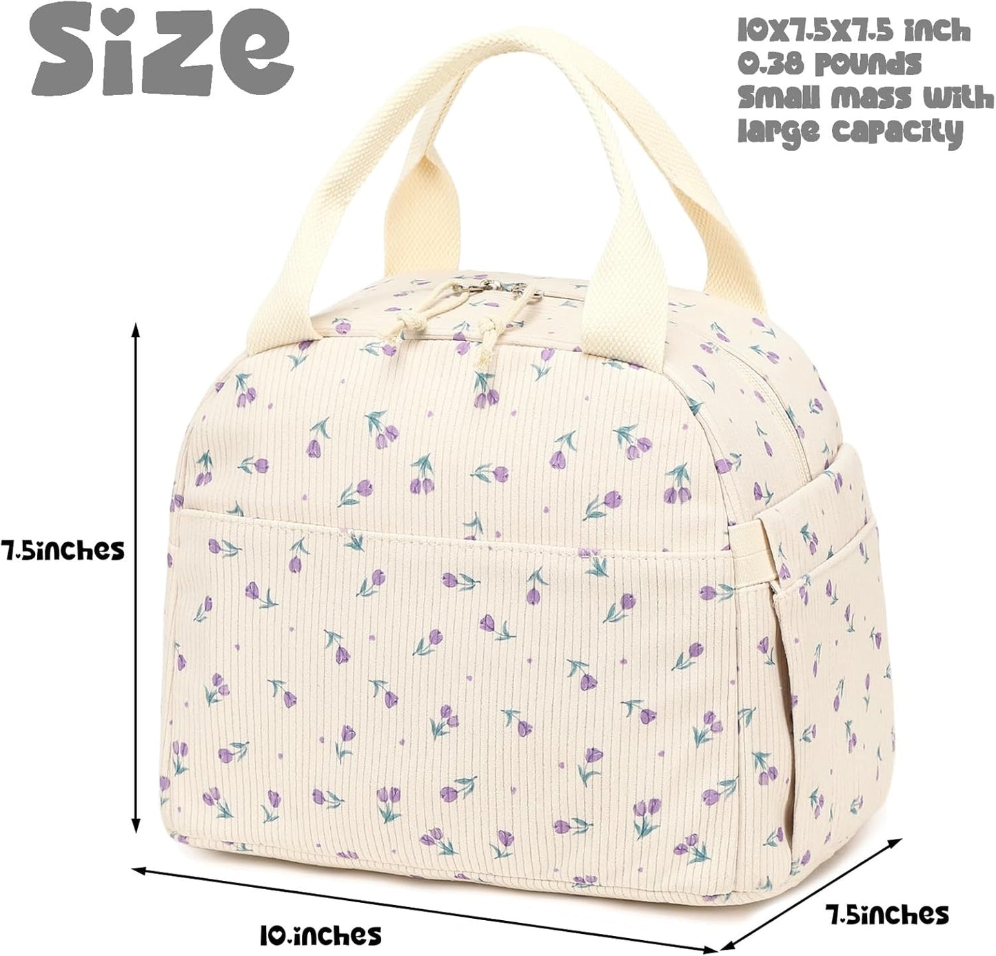 Bluboon Lunch Bag for Women Men Cute Corduroy Lunch Tote Bags Reusable Insulated Lunch Box Large Capacity Reusable Insulated Cooler for Work Picnic or Travel