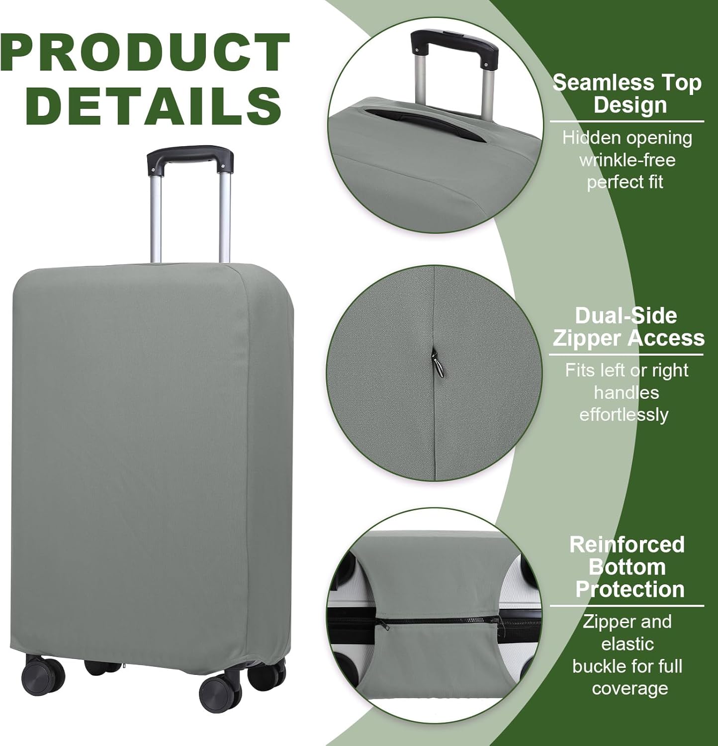 PATIKIL Luggage Cover, Suitcases Covers Elastic Carry on Cover Protector Washable Scratch-Resistant Fits 24-25 Inch Luggage for Travel Business Trips, Gray