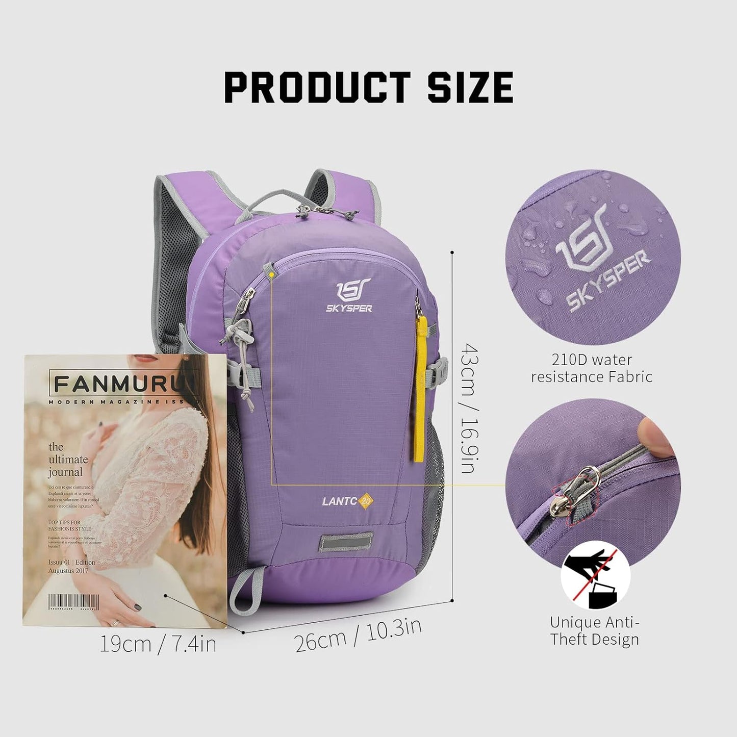 SKYSPER Small Hiking Backpack, 20L Lightweight Travel Backpacks Hiking Daypack for Women Men