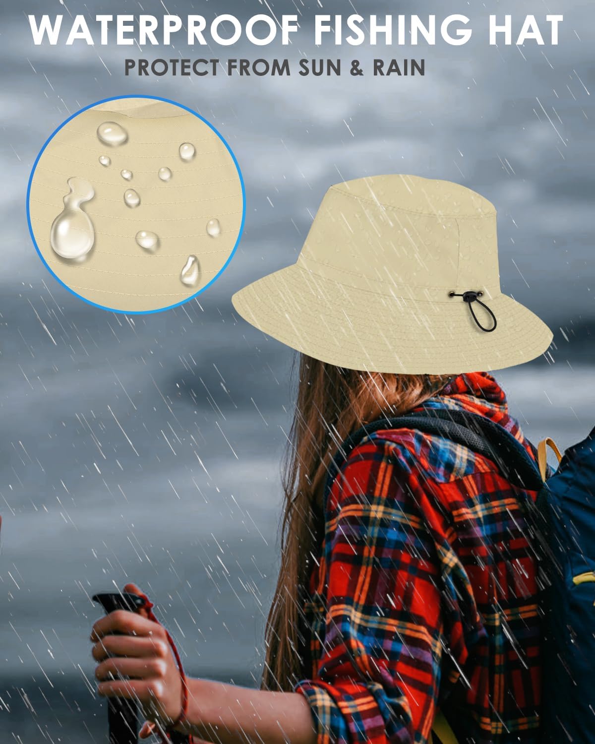 BROTOU Foldable Bucket Hats for Women/Men, UPF 50+ Wide Brim Sun Hat, Waterproof Fishing Cap with UV Protection