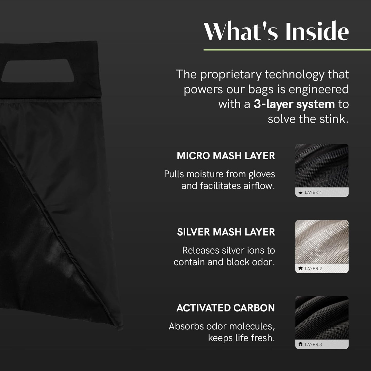Salt Glove Bag Smell-Proof Durable Odor Containing Bag for Gloves - Extra Large - Water-Resistant and Easy to Clean Smell Proof Bag - Black