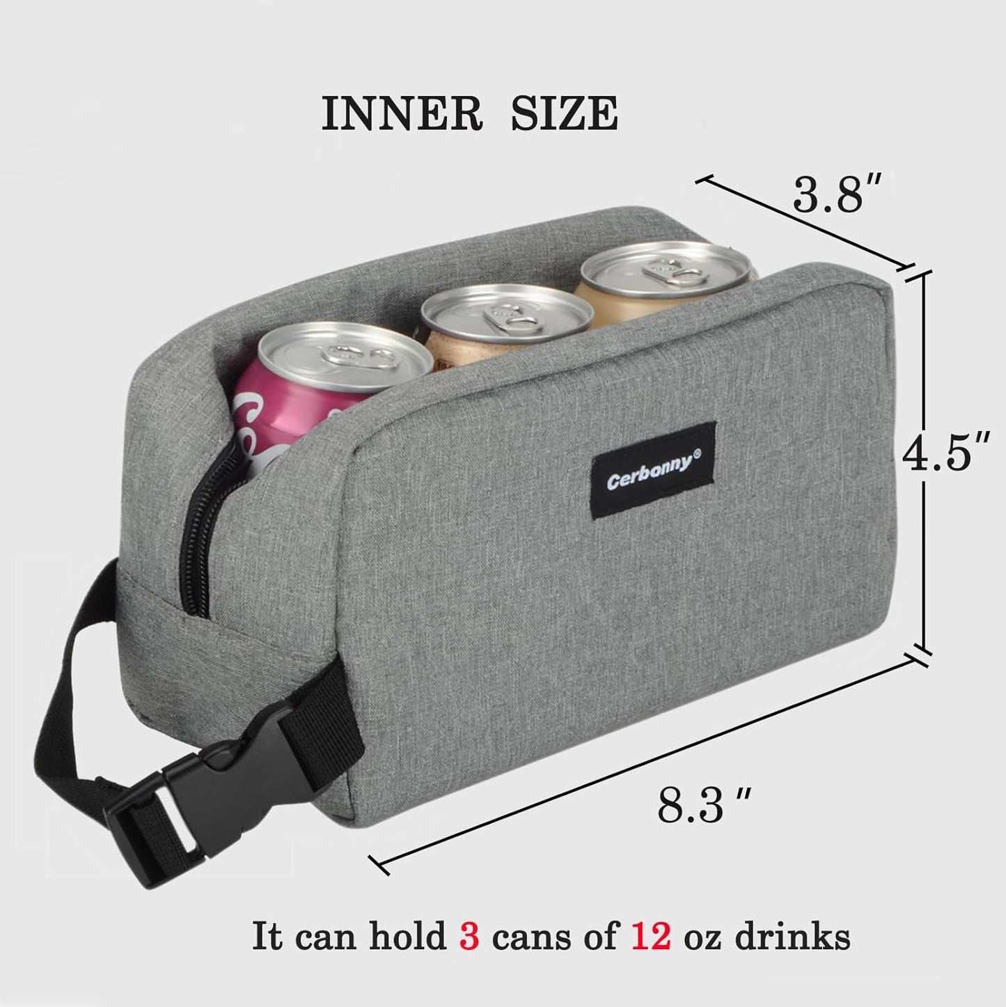 Cerbonny Small Cooler Bag Freezable Lunch Bag for Work School Travel, Leak-proof, Insulated, PVC Free, BPA Free, Waterproof, Easy to Clean