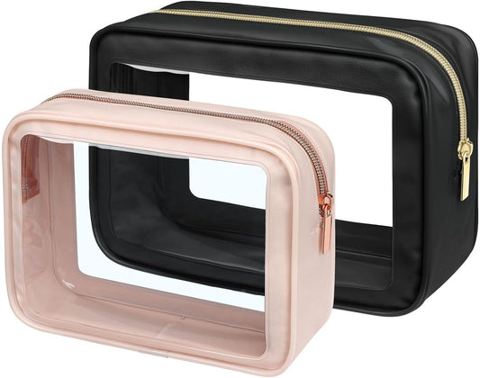PACKISM TSA Approved Toiletry Bag - Upgrade Color-Edged Clear Makeup Bags, Clear Toiletry Bags For Traveling Fits Various Storage Needs