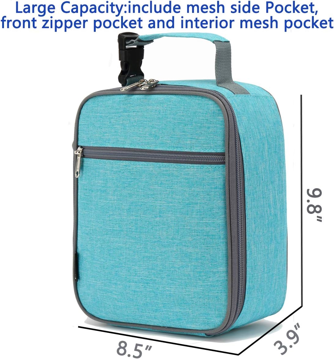 FlowFly Kids Lunch box Insulated Soft Bag Mini Cooler Back to School Thermal Meal Tote Kit for Girls, Boys, Sea Blue