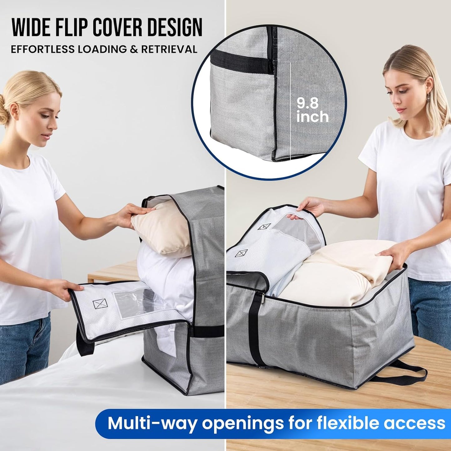 TAILI 2 Pack Gray Moving Bags w/Adjustable Backpack Straps, Moving Supplies, Moving Boxes Alternative, Heavy Duty Storage Totes for College Packing, Camping Backpack for Travel, Dorm, Laundry