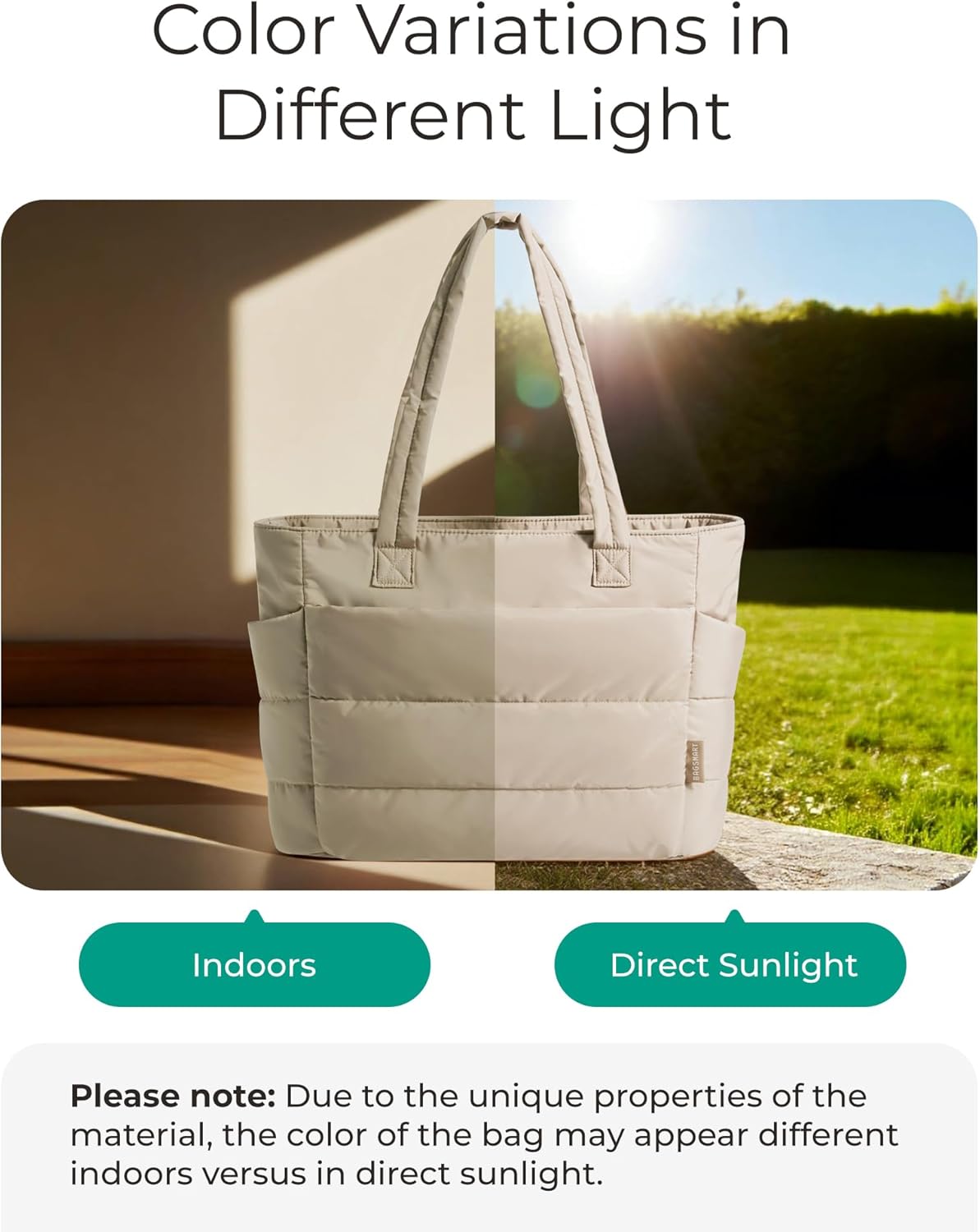 BAGSMART Tote Bag for Women, Lightweight Puffy Tote Bag with Compartments Shoulder Bag Handbag for Travel, Work, Gym,