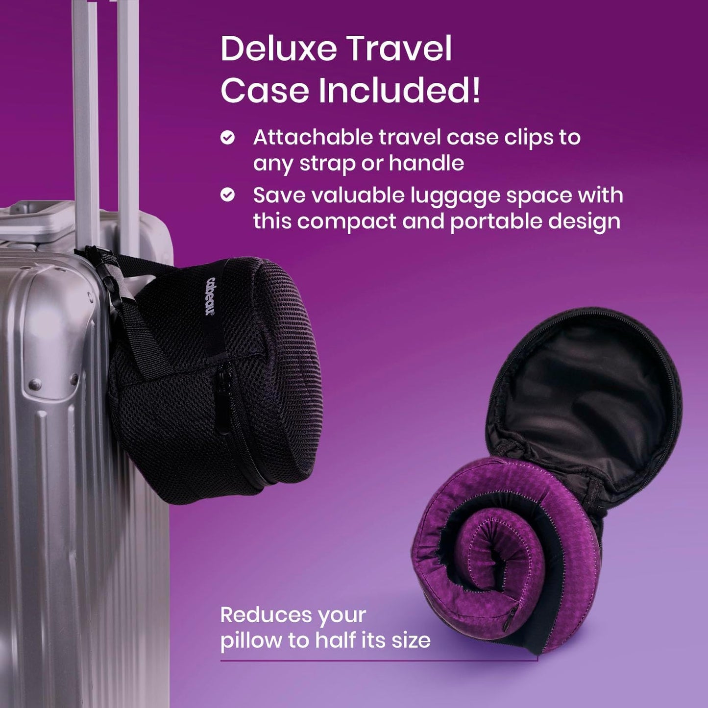 Cabeau Long Haul Flight Cooling Travel Neck Pillow – Evolution Cool – Supportive Memory Foam with Airflow Vents – Compact with Carrying Case (Black)