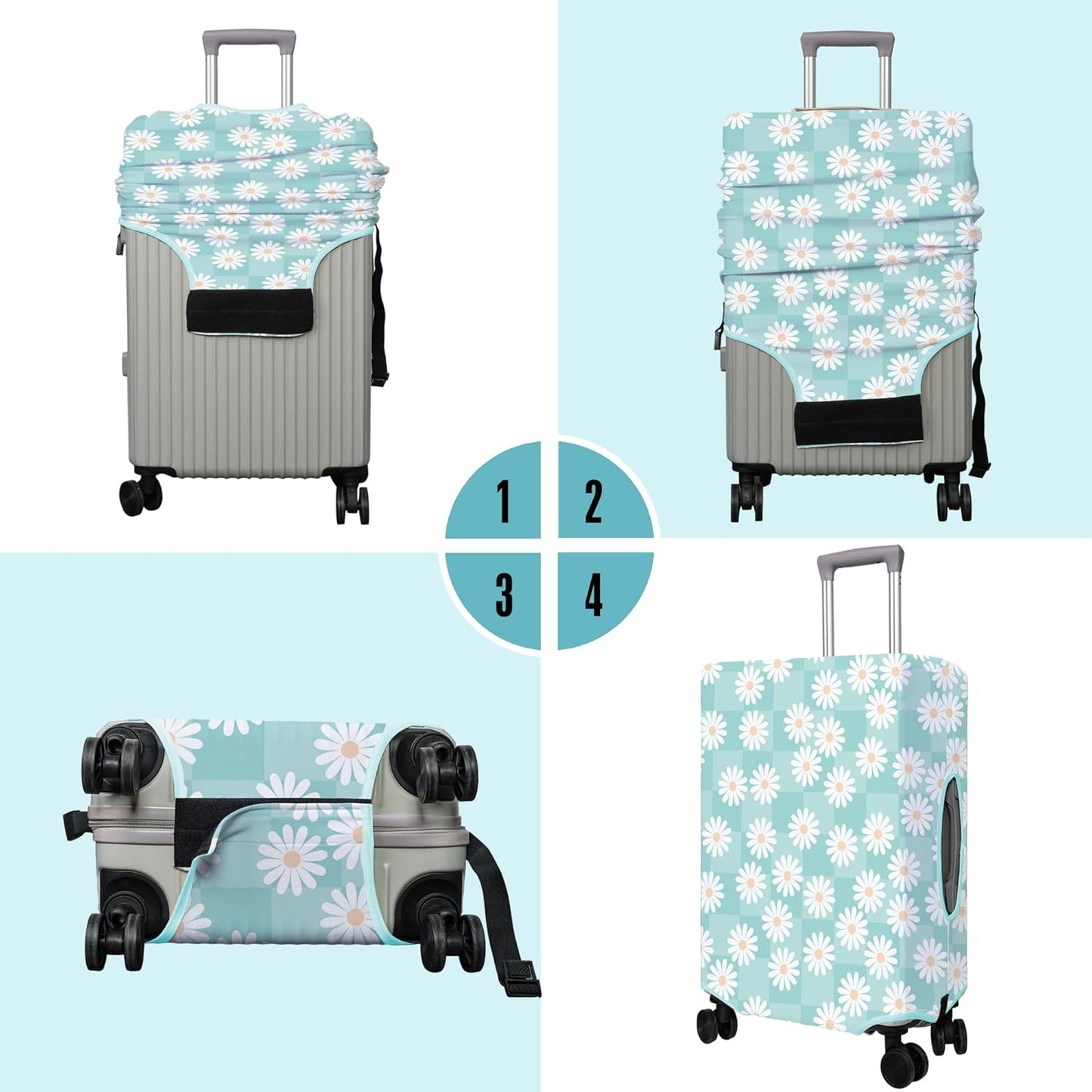 Travel Luggage Cover Suitcase Protector Fits 18-32 Inch Wheel Covers PatternedTravel Related Items Flower Luggage Protector Elastic S