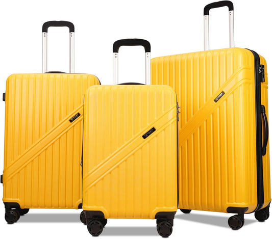 GinzaTravel Luggage Sets 3-Piece Expandable Suitcases with Wheels PC+ABS Durable Hardside Luggage sets TSA lock