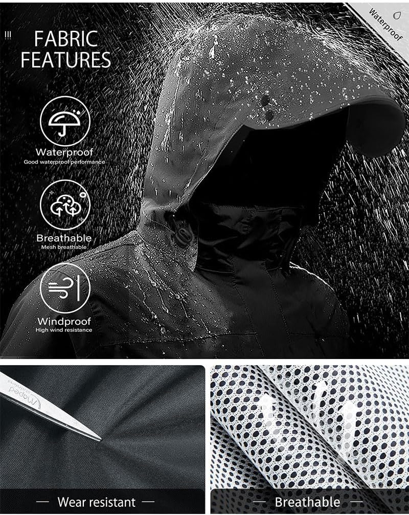 iCreek Rain Suit Waterproof Jacket with Pants 2 Pieces Breathable Lightweight Packable Raincoat with Hooded Rain Gear Unisex