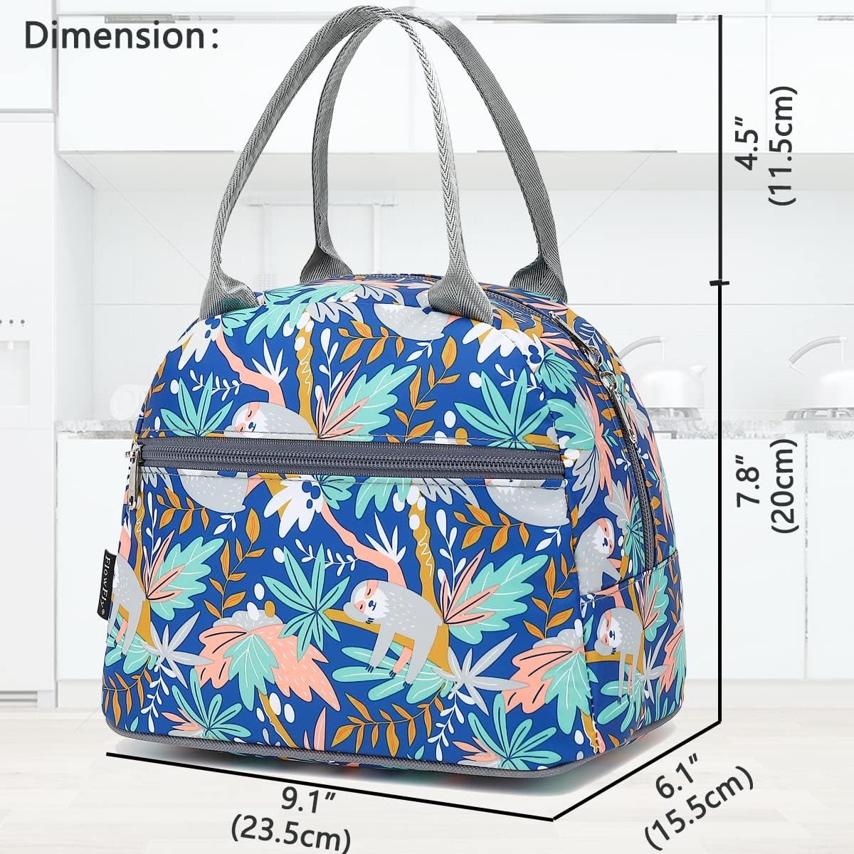 FlowFly Insulated Lunch Cooler Bag - Tote Bag Organizer for Women/Men, Sloth