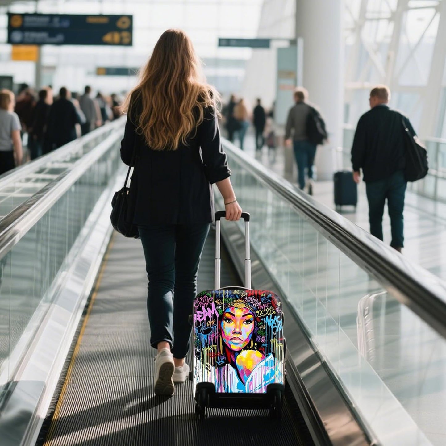 WUJIAONIAO Travel Luggage Cover Baggage Suitcase Cover Protector Skins 18-32 Inch (Graffiti A8, XL (for 29-32 inch luggage))