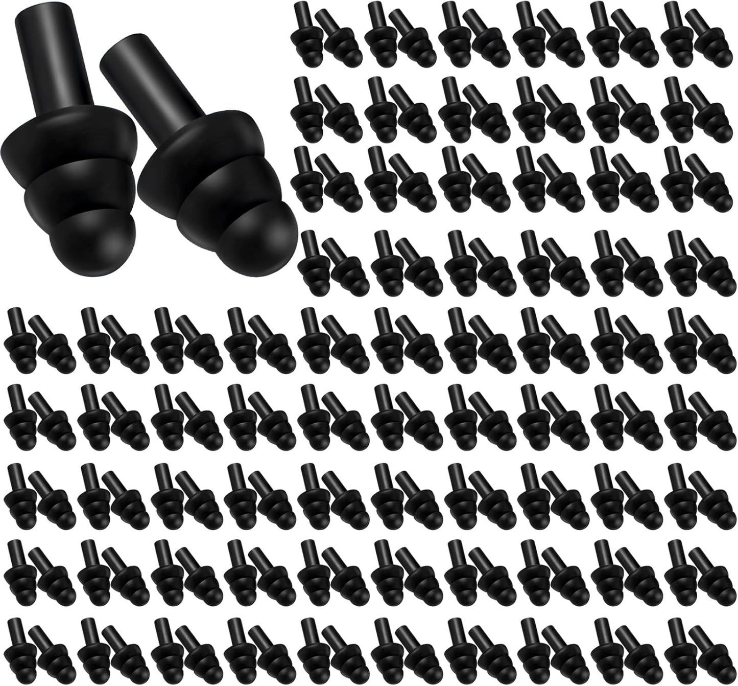 TrelaCo 200 Pairs Silicone Ear Plugs Soft Reusable Waterproof Ear Plugs for Sleeping Noise Swimming Hearing Protection Earplugs Shooting Construction Hunting Music Concerts (Black)