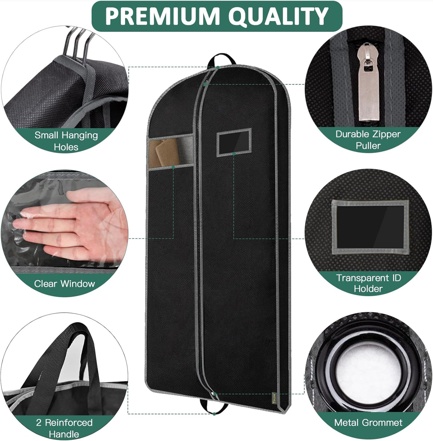 BALEINE 1PK Heavy Duty Garment Bag with Shoe Storage Travel Bag for Dresses, Suit, Coats Travel Essential (54", Black)