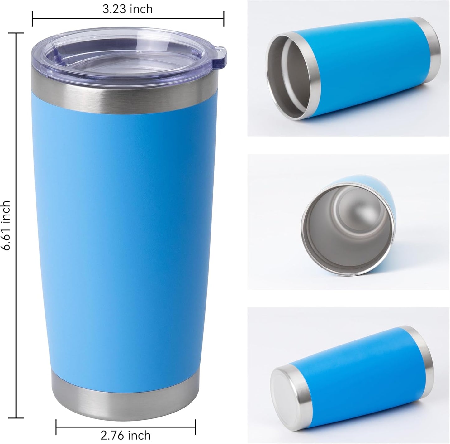 HASLE OUTFITTERS 20oz Stainless Steel Tumblers Bulk, Insulated Travel Cup with Lid, Double Wall Vacuum Coffee Mug for Cold & Hot Drinks 4 Pack, Royal Blue