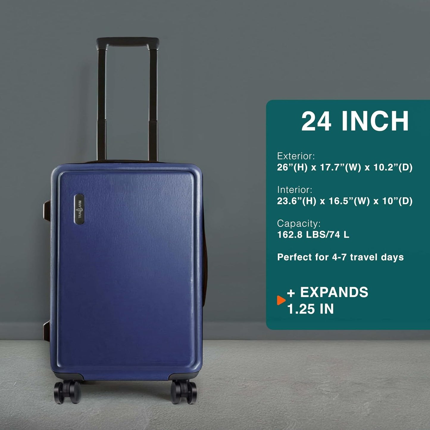 Luggage Sets 3 Piece, 22 Inch Carry on Luggage and 24 Inch Suitcases with Wheels Spinner, Durable Hard Shell Suitcase Set, Expandable Travel Suitcase, Navy