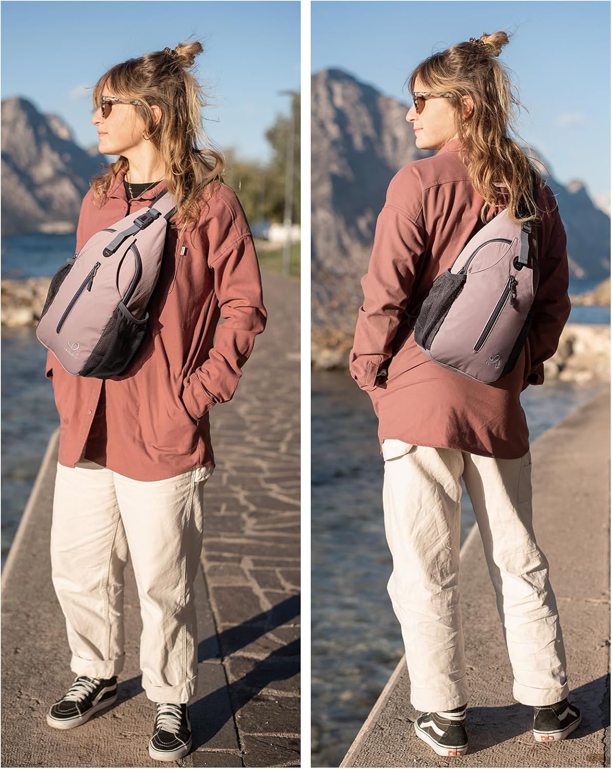 WATERFLY Crossbody Sling Backpack Sling Bag Travel Hiking Chest Bag Daypack