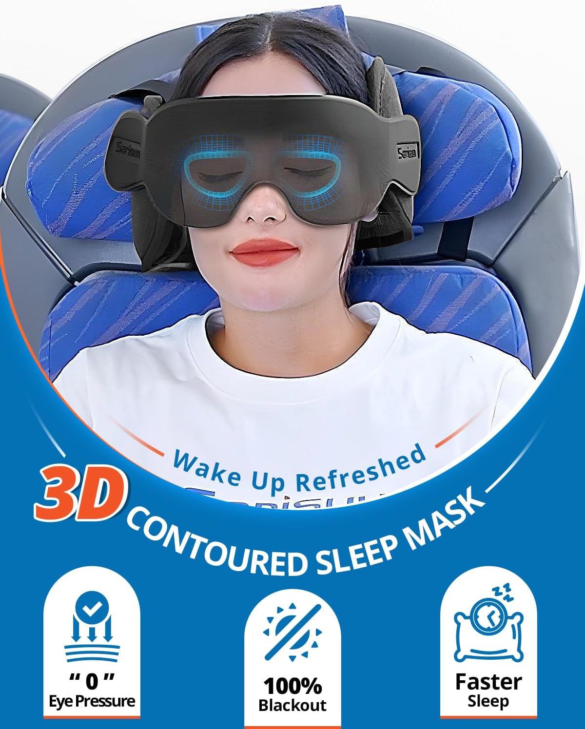 Travel Pillow Combo with Chin Strap, Airplane Pillows with 3D Eye Mask for Sleeping, 360° Support Plane Head Strap for All Plane Seats, Long Flights Essentials, Stop Bobblehead, Red