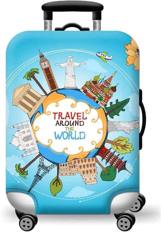 WUJIAONIAO Travel Luggage Cover Baggage Suitcase Cover Protector Skins 18-32 Inch (ocean, S (for 18-20 inch luggage))