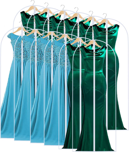Garment Bags for Hanging Clothes 24'' x 60'' (Set of 12) Coat Covers for Closet Foldable Washable Dress Bags for Hanging Clothes for Long Dress Dance Costumes Suits Gowns Coats