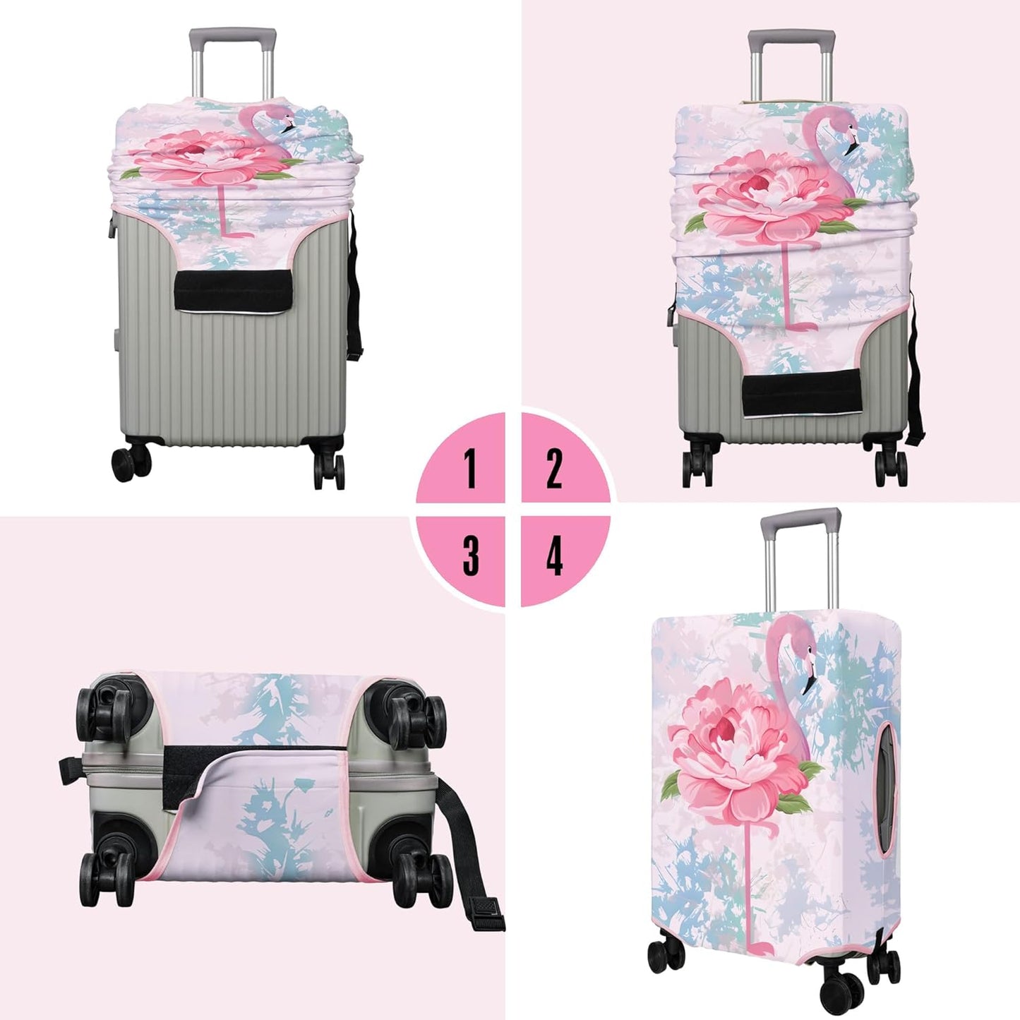 Travel Luggage Cover Suitcase Protector Fits 18-32 Inch Wheel Covers PatternedTravel Related Items Flower Luggage Protector Elastic S