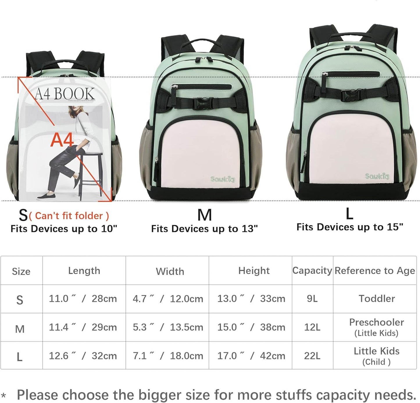 Lightweight Kids Backpack for School Kindergarten Elementary Backpacks for Boys Ages 6-8-10 (Pale Pistachio)