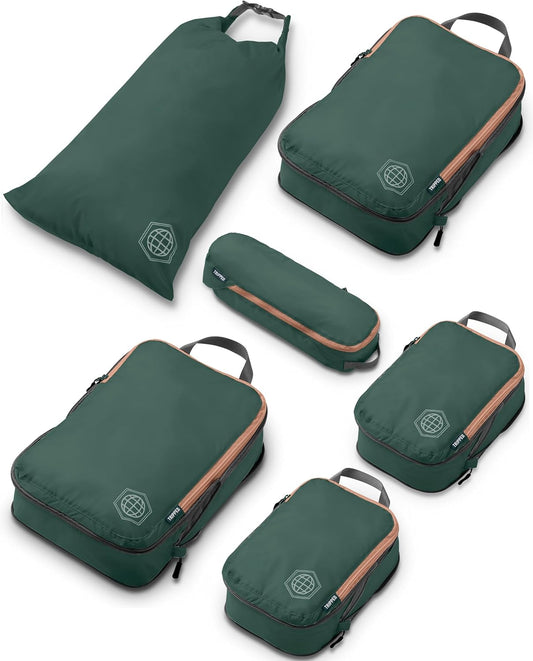 Compression Packing Cubes Set for Travel - Lightweight, Durable Clothes Organizer for Carry-On Luggage and Suitcases by TRIPPED Travel Gear