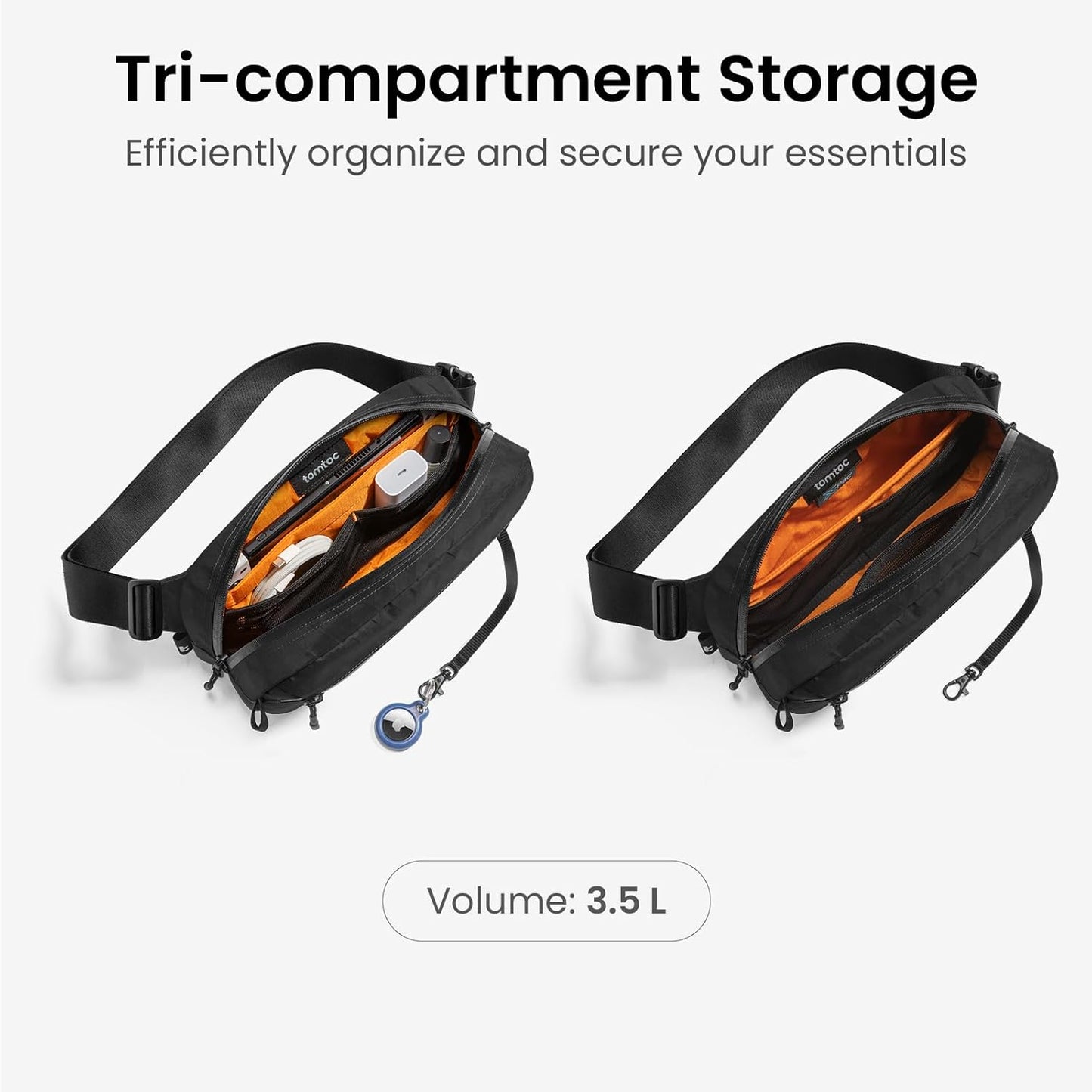 tomtoc 3.5L X-Pac Sling Bag with RFID Blocking, Crossbody Bag Minimalist Chest Shoulder Pack for Men/Women, Water-resistant Lightweight Casual Funny Pack for Travel/Daily Commute